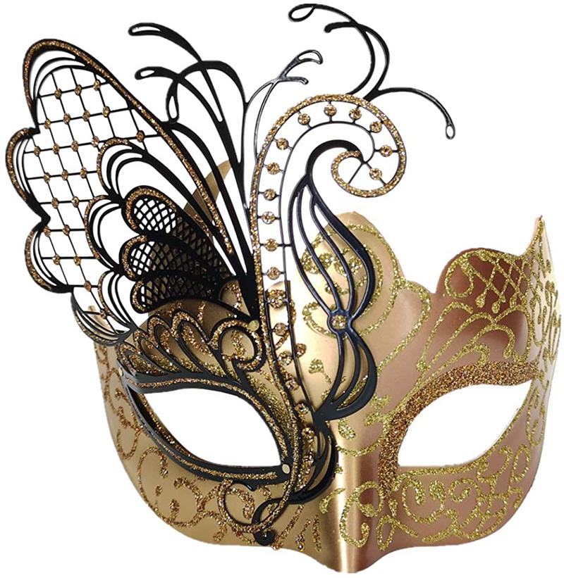 Masquerade Mask For Women Venetian Mask/Halloween/Party/Ball Prom/Mardi Gras/Wedding/Wall Decoration Apparel & Accessories > Costumes & Accessories > Masks Ubauta Rose Gold Butterfly  