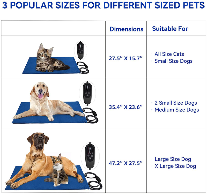 Pet Heating Pad for Dogs & Cats, [2022 Extra Large Design] Adjustable Warming Mat 4 Timers with Auto Shut Off, [Overheat Protection & IP67 Waterproof] Self Heated Bed Blanket for Puppies Animals & Pet Supplies > Pet Supplies > Dog Supplies > Dog Beds stohot   
