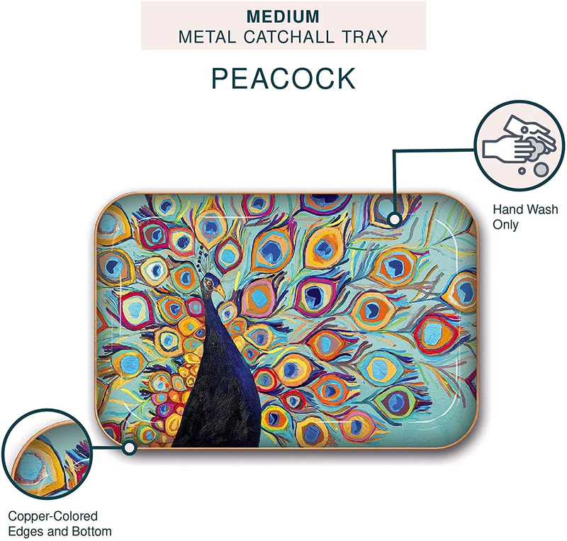Medium Metal Catchall Tray by Studio Oh! - Eli Halpin Peacock - 7" x 4.75" - Dish Tray with Unique Full-Color Artwork - Holds Jewelry, Change, Paperclips & Trinkets Home & Garden > Decor > Decorative Trays Studio Oh!   