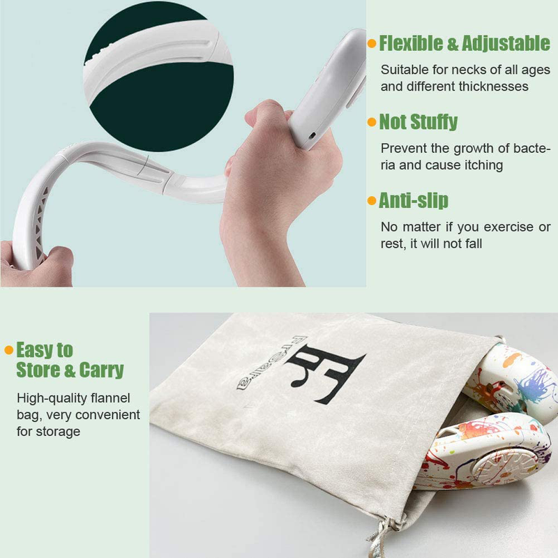 FrSara Neck Fan, Portable Fan Strong Wind, Adjustable, 360° Cooling, Super Quiet, No Blade Fan Design, No Hair Twisting, Even Air Volume On Both Sides, Non-Slip Material, Short Charging, Long Use Time Electronics > Computers > Handheld Devices FrSara   
