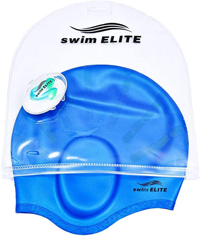 Swim Cap for Long Hair - Silicone Swimcap for Long Hair | Swimming Caps for Women & Men | Silicone Swim Caps for Long Hair - Bathing Cap to Keep Your Hair Dry Sporting Goods > Outdoor Recreation > Boating & Water Sports > Swimming > Swim Caps SWIM ELITE   