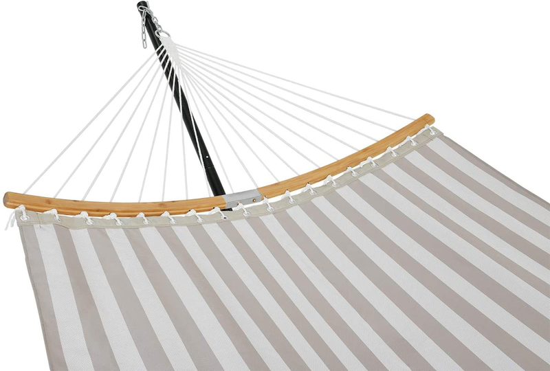 Patio Watcher 12 Feet Steel Stand with Quick Dry Hammock Curved Bamboo Spreader Bar Hammock for Outdoor Patio Yard 2 Storage Bags Included