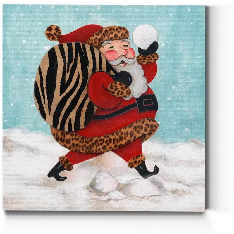 Renditions Gallery Christmas, Canvas Wall Art, Holiday Décor, Angel, Bells, Christmas Tree, Ginger Bread, Egg Nog, Snow Man, Santa, Reindeer - Square 01 - P (24X24, JoyfulSanta)