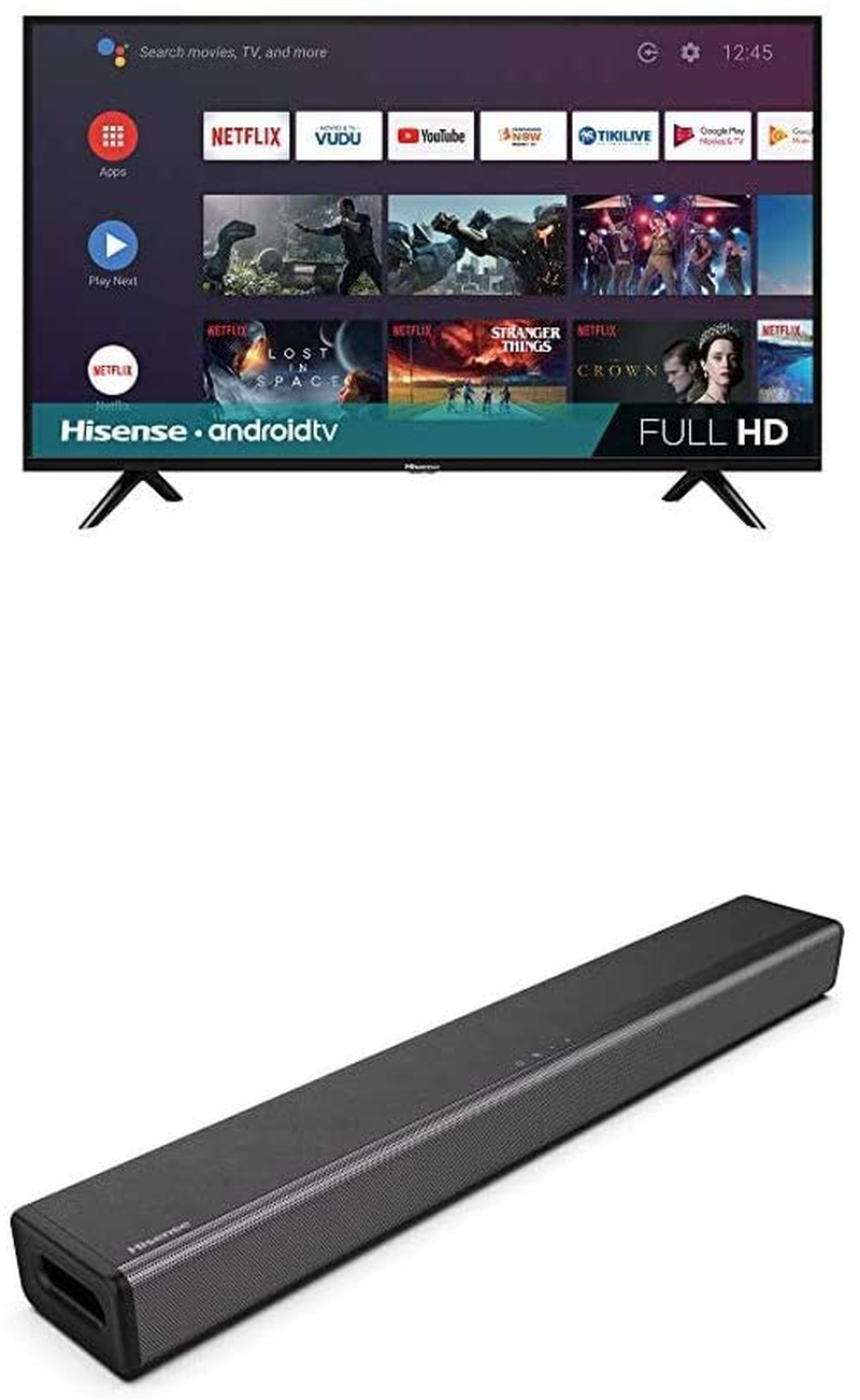 Hisense 43-Inch 43H5500G Full HD Smart Android TV with Voice Remote (2020 Model) Electronics > Video > Televisions Hisense TV with HS214 Soundbar 40-Inch 