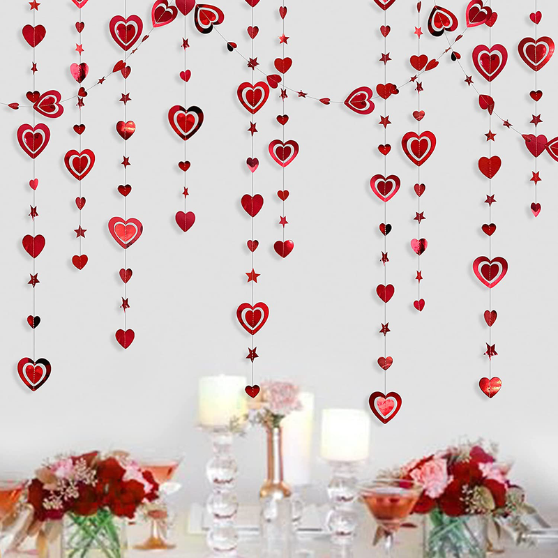 Pinkblume Happy Anniversary Banner Sign Wood Bunting Garland Streamer White and Red Love Heart Balloon and LED String Light for Vintage Rustic Wedding Anniversary Party Decorations Supplies Arts & Entertainment > Party & Celebration > Party Supplies pinkblume red star  