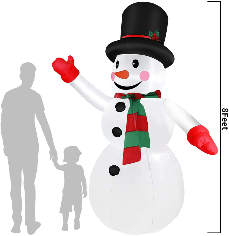 EPROSMIN 8FT Christmas Inflatables Snowman Outdoor - Snowman Inflatable with Red Hand Cute Fun Xmas Holiday LED Lights Outdoor Indoor Blow Up Yard Lawn Home Garden Christmas Decorations Party Display Home & Garden > Decor > Seasonal & Holiday Decorations& Garden > Decor > Seasonal & Holiday Decorations EPROSMIN   