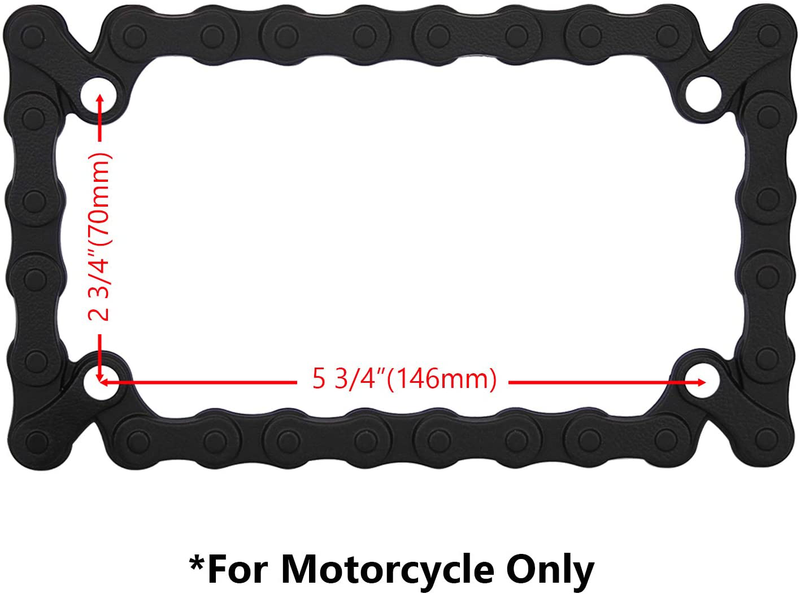 TC Sportline LPF245-BK 3D Bike Chain Style Zinc Metal Matte Black Finished Motorcycle License Plate Frame  TC Sportline   