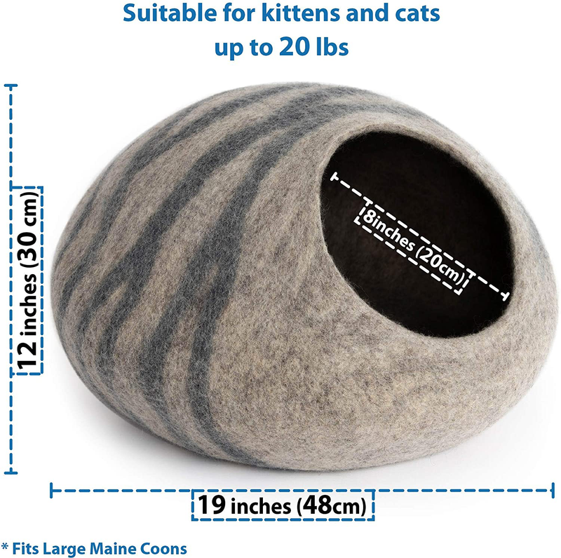 MEOWFIA Premium Cat Bed Cave (Large) - Eco Friendly 100% Merino Wool Beds for Cats and Kittens Animals & Pet Supplies > Pet Supplies > Cat Supplies > Cat Beds MEOWFIA   
