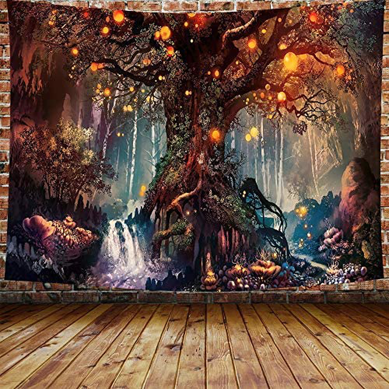 DBLLF Fantasy Plant Magical Forest Tapestry Fantasy Fairy Tales Tapestry A Large Flannel Life Tree Elves Waterfalls Stream Fairy Tales Wall Art Hanging with River Bedroom Living Room 80" 60" DBZY0425 Home & Garden > Decor > Artwork > Decorative TapestriesHome & Garden > Decor > Artwork > Decorative Tapestries DBLLF 80Wx60L  