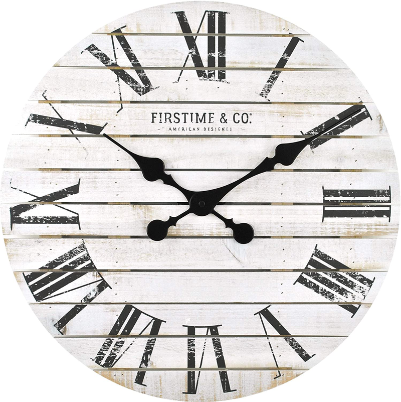 FirsTime & Co. Shiplap Farmhouse Wall Clock, American Crafted, White, 18 x 2 x 18, Home & Garden > Decor > Clocks > Wall Clocks FirsTime & Co.   