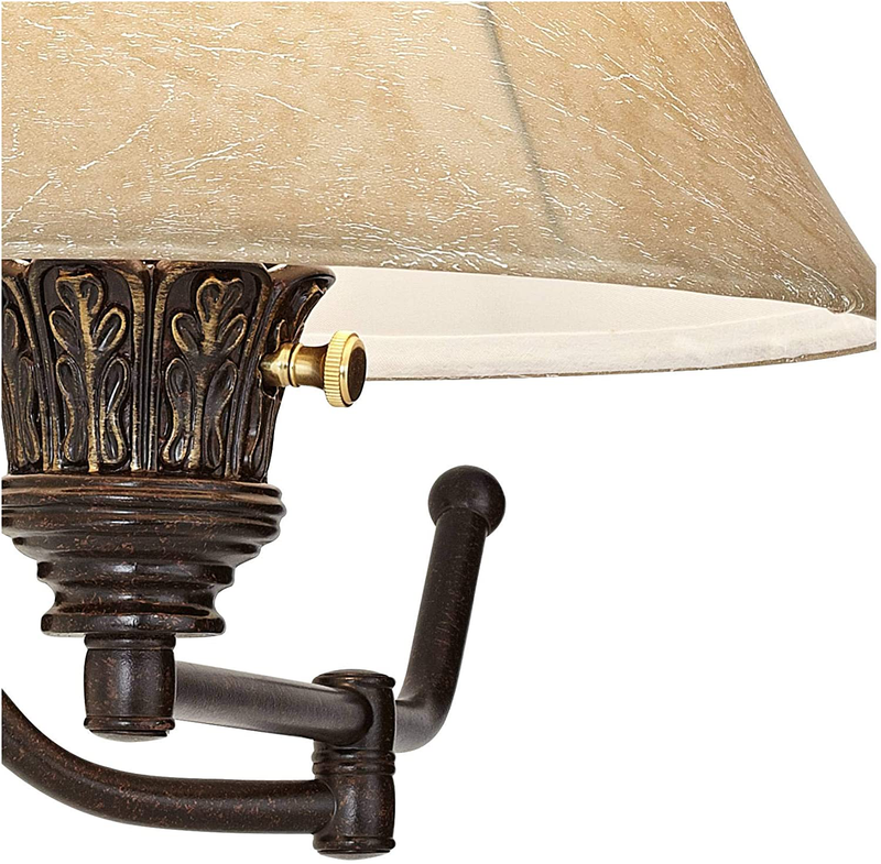 Rosslyn Rustic French Country Swing Arm Wall Lamps Set of 2 Bronze Plug-In Light Fixture Faux Leather Bell Shade for Bedroom Bedside House Reading Living Room Home Dining - Barnes and Ivy Home & Garden > Lighting > Lighting Fixtures > Wall Light Fixtures KOL DEALS   