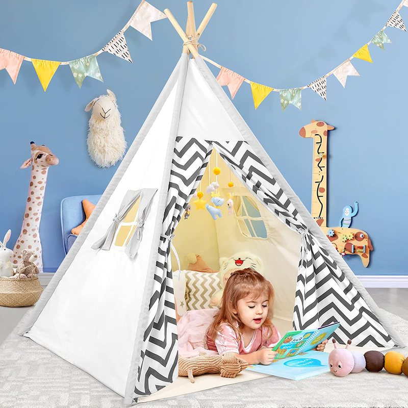 Sumbababy Teepee Tent for Kids with Carry Case, Natural Cotton Canvas Teepee Play Tent, Toys for Girls/Boys Indoor & Outdoor Playing Sporting Goods > Outdoor Recreation > Camping & Hiking > Tent Accessories Sumbababy kids teepee tent  