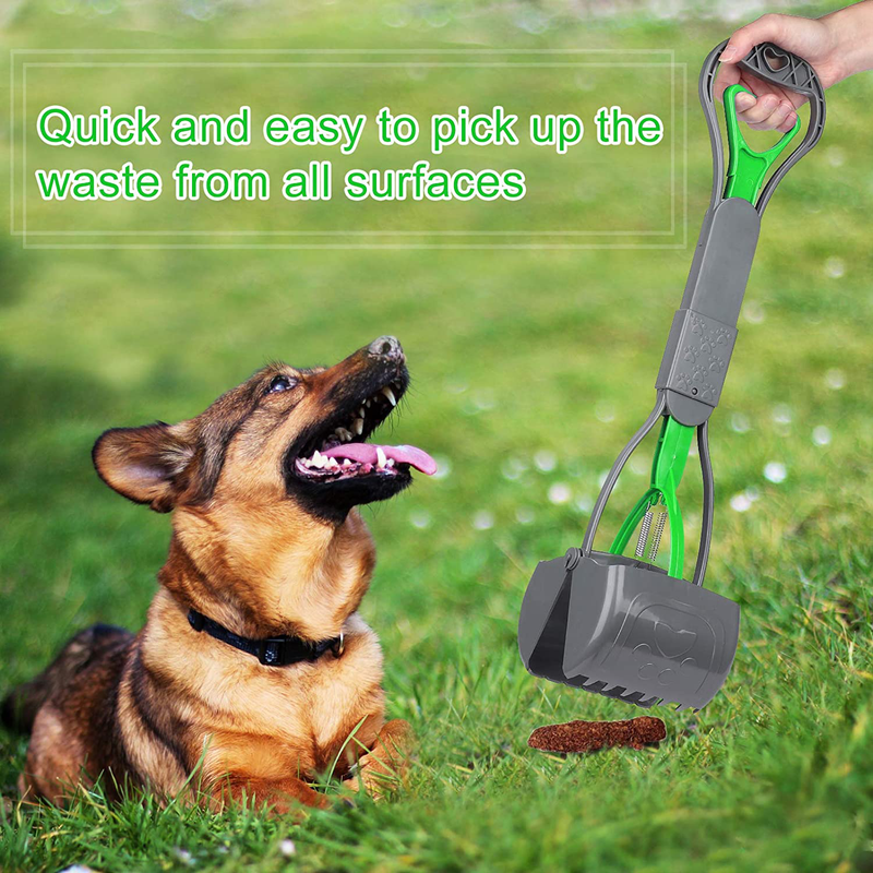 Sunkoon Non-Breakable Pooper Scooper for Dogs, Foldable Portable Dog Pooper Scooper with Long Handle & High Strength Durable Spring, Easy to Use, Pick Up for Grass and Gravel