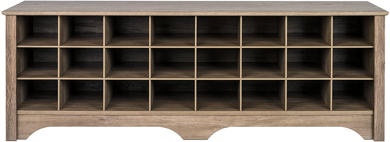 Prepac 24 Pair Shoe Storage Cubby Bench, Drifted Gray Furniture > Cabinets & Storage > Armoires & Wardrobes Prepac   