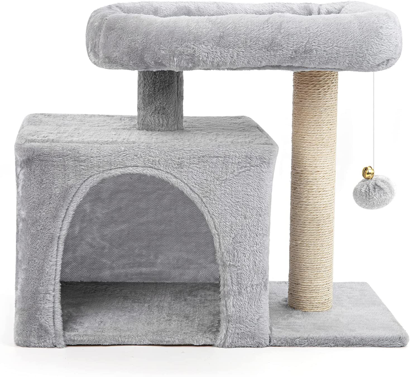 Teodty Cat Tree, 24" Cat Tower for Indoor Cats, Multi-Level Cat House Condo, Scratching Posts, Cat Climbing Stand with Toy for Medium Small Kittens Play Rest