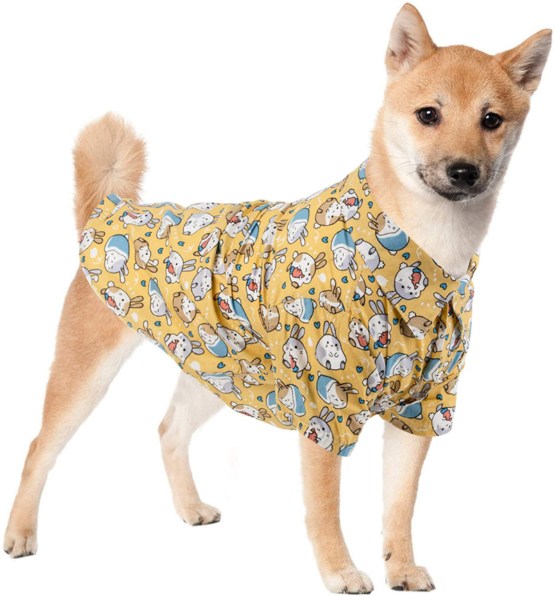 Hozz Cute Summer Dog Shirt Premium Cotton Rabbit Print Dog Clothes Puppy Gift Animals & Pet Supplies > Pet Supplies > Dog Supplies > Dog Apparel Hozz Yellow Rabbit Small 