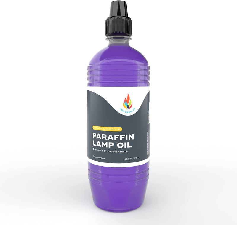 Liquid Paraffin Lamp Oil - 1 Liter - Smokeless, Odorless, Ultra Clean Burning Fuel for Indoor and Outdoor Use (Purple) Home & Garden > Lighting Accessories > Oil Lamp Fuel The Dreidel Company Purple  
