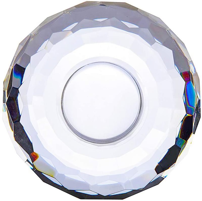 Donoucls Crystal Tealight Candle Holders Hand Cut Banquet Wedding Decorations for Dinner 3.2" Diameter x 1.6" High