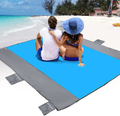 POPCHOSE Sandfree Beach Blanket, Large Sandproof Beach Mat for 4-7 Adults, Waterproof Pocket Picnic Blanket with 6 Stakes, Outdoor Blanket for Travel, Camping, Hiking Home & Garden > Lawn & Garden > Outdoor Living > Outdoor Blankets > Picnic Blankets POPCHOSE 108'' X 85.2''(blue)  