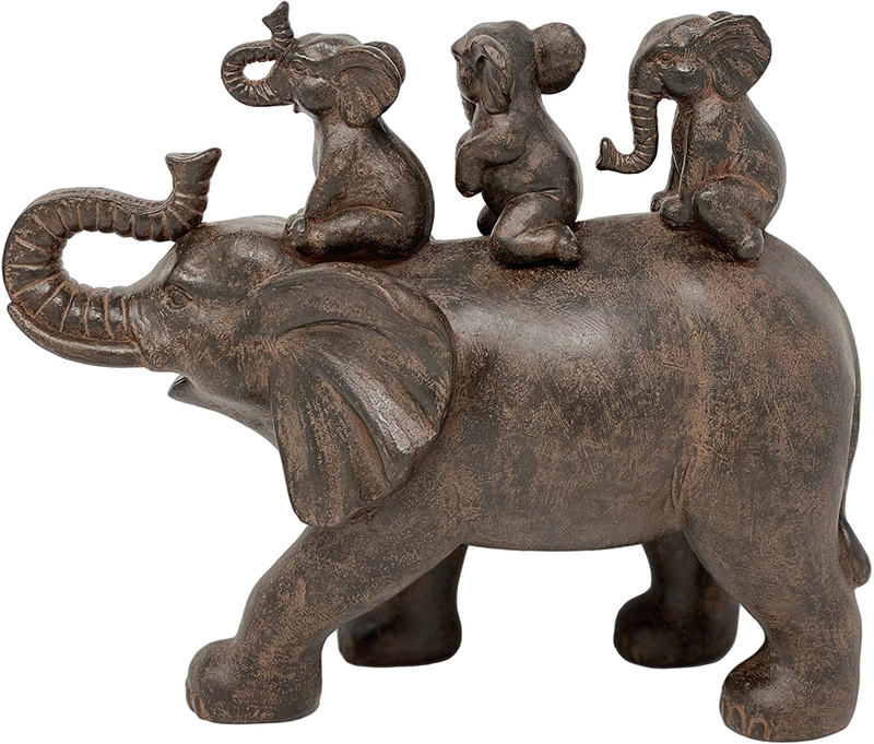 Nature's Mark 8" H 3 Baby Elephants Riding an Elephant Resin Statue Figurine Home Decorative Accent Decor Home & Garden > Decor > Seasonal & Holiday Decorations Nature's Mark   