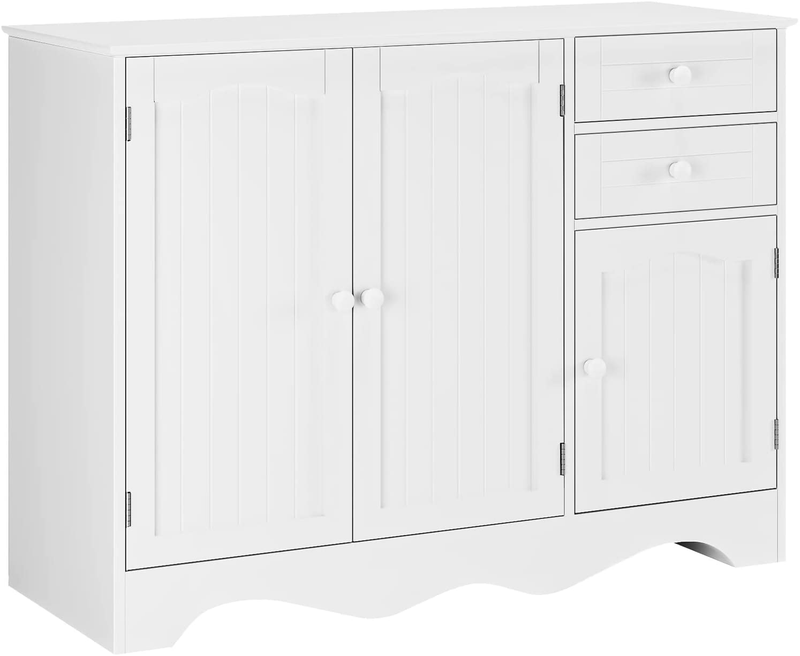 HORSTORS Buffet Sideboard, Kitchen Storage Cabinet with 3 Doors and 2 Drawers, Floor Entryway Console Cabinet for Living Room, Dining Room, Hallway, White Home & Garden > Kitchen & Dining > Food Storage HORSTORS   