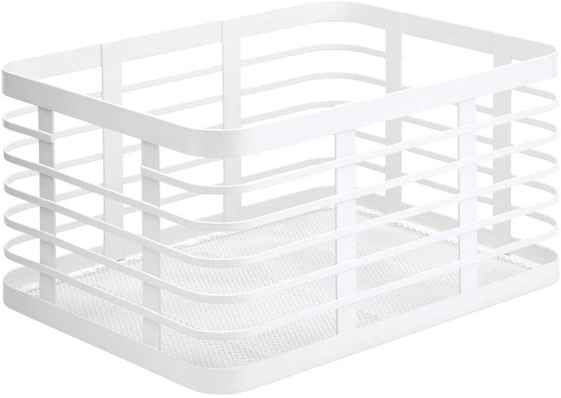mDesign Modern Decor Metal Wire Food Organizer Storage Bin Basket for Kitchen Cabinets, Pantry, Bathroom, Laundry Room, Closets, Garage - White