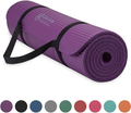 Gaiam Essentials Thick Yoga Mat Fitness & Exercise Mat with Easy-Cinch Yoga Mat Carrier Strap, 72"L x 24"W x 2/5 Inch Thick  Gaiam Purple  