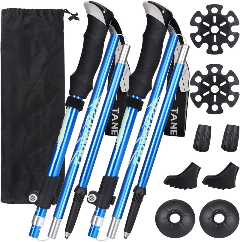 Esup Trekking Poles Collapsible Aluminum Alloy 7075 Hiking Poles 2Pc Pack Adjustable Quick Lock for Hiking, Camping, Outdoor Sporting Goods > Outdoor Recreation > Camping & Hiking > Hiking Poles Esup Blue  