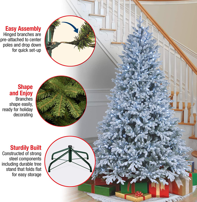 National Tree Company 'Feel Real lit Artificial Christmas Tree Includes Pre-Strung White LED Lights and Stand, 7.5 ft, Snowy Hamilton Spruce Home & Garden > Decor > Seasonal & Holiday Decorations > Christmas Tree Stands National Tree Company   