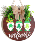 Davsolly St Patrick Day Welcome Sign for Front Door Décor St Patrick Day Wood Door Wreath with Gnomes Shamrock Burlap Bow Decoration Arts & Entertainment > Party & Celebration > Party Supplies Davsolly St Patrick Day Wreath  