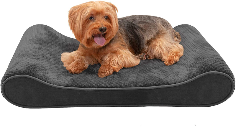 Furhaven Orthopedic, Cooling Gel, and Memory Foam Pet Beds for Small, Medium, and Large Dogs - Ergonomic Contour Luxe Lounger Dog Bed Mattress and More Animals & Pet Supplies > Pet Supplies > Dog Supplies > Dog Beds Furhaven Pet Products, Inc Minky Gray Contour Bed (Memory Foam) Medium (Pack of 1)
