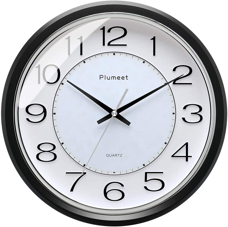 Plumeet Silent Wall Clocks - 12" Non-Ticking Quartz Large Decorative Clocks - Big 3D Number Good for Living Room Home Office Battery Operated (Gray) Home & Garden > Decor > Clocks > Wall Clocks Plumeet   
