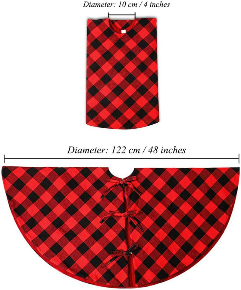 DegGod 48 Inches Checked Christmas Tree Skirt, Red and Black Buffalo Plaid Double Layers Xmas Tree Base Cover Mat for Christmas New Year Home Party Decoration (Red Plaid, 48 inches) Home & Garden > Decor > Seasonal & Holiday Decorations > Christmas Tree Stands DegGod   