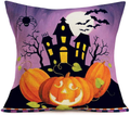 Fukeen Vintage Skull Human Skeleton Hands Throw Pillow Covers Something Wicked This Way Comes Halloween Quotes Decorative Pillow Cases Cushion Cover Home Couch Decor Cotton Linen Pillow Shams 18"x18" Arts & Entertainment > Party & Celebration > Party Supplies Fukeen Purple Black Pumpkin Castle  