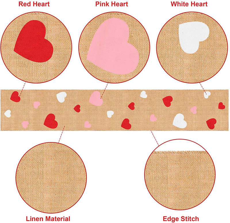Comken Valentines Day Table Runner, Burlap Red Pink White Love Heart Table Runner for Valentine'S Day Dinner Table Decorations Valentines Engagement Party Supplies - 13 X 72 Inch Home & Garden > Decor > Seasonal & Holiday Decorations Comken   