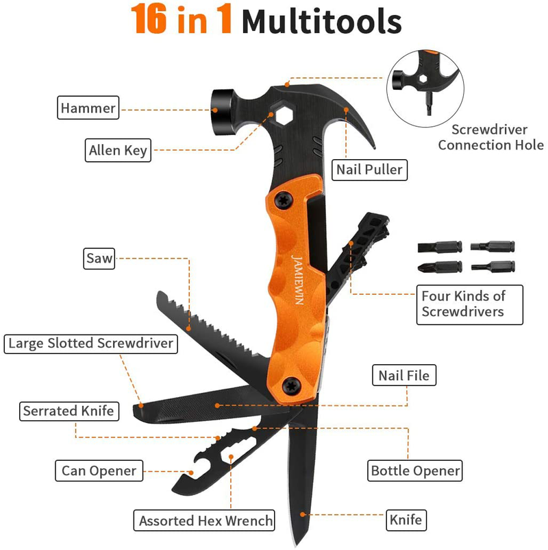 Gifts for Men Dad Father Grandpa Husband Boyfriend Multitools for Men Camping Accessories Survival Gadgets 16-In-1 Hammer Multi Tool Set for Christmas Birthday