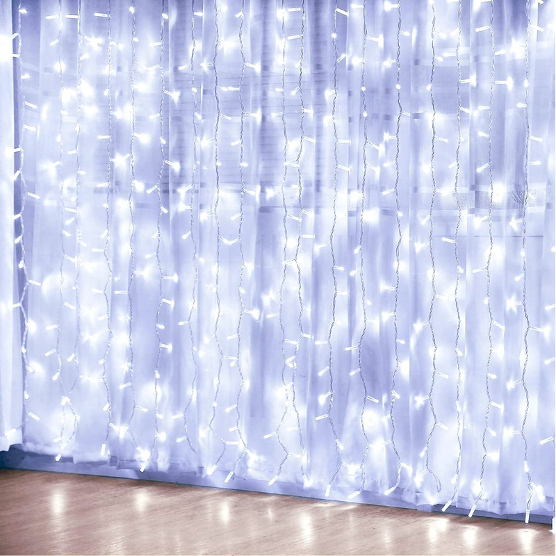 JMEXSUSS Pink Curtain Lights, Remote Control 300 LED Pink Curtain Lights 8 Modes Pink Valentine String Lights, Window Curtain Lights for Bedroom Wedding Party Backdrop Indoor Outdoor Room Decor(Pink)