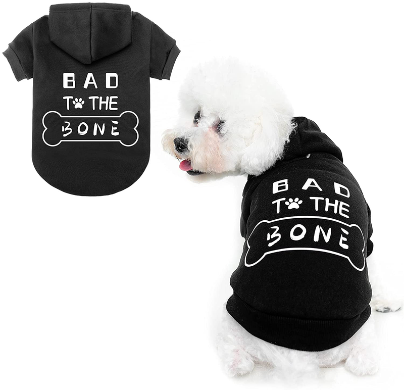 Dog Hoodies Bad the Bone Printed - Cold Protective Winter Coats Warm Puppy Pet Dog Clothes Black Color Animals & Pet Supplies > Pet Supplies > Dog Supplies > Dog Apparel BINGPET Medium  