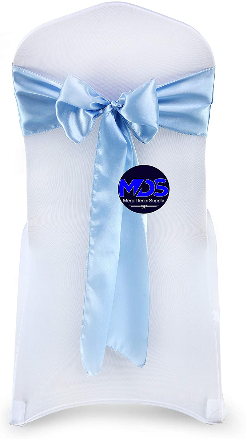 mds Pack of 25 Satin Chair Sashes Bow sash for Wedding and Events Supplies Party Decoration Chair Cover sash -Gold Arts & Entertainment > Party & Celebration > Party Supplies mds Baby Blue 25 
