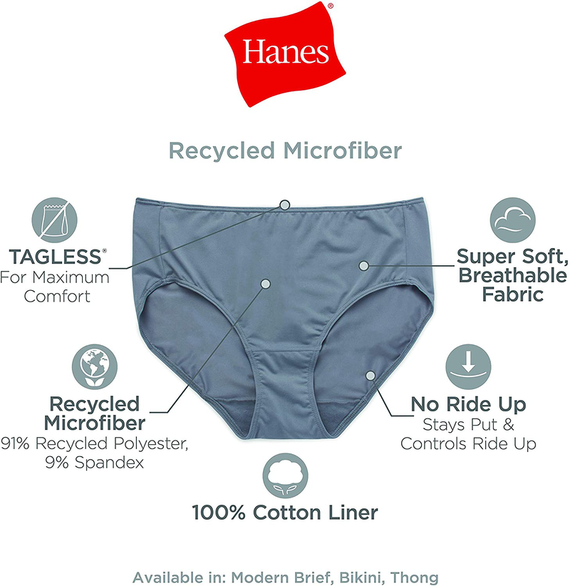 Hanes Women's ReNew Recycled Microfiber Modern Brief 3-Pack Apparel & Accessories > Clothing > Underwear & Socks > Underwear Hanes   