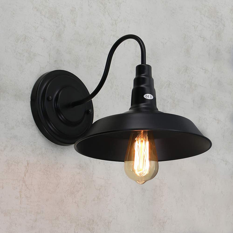 Shinbeam Wall Sconce Lighting, E26 Black Retro Wall Lamp, Indoor Hanging Wall Light Fixture, Ideal for Farmhouse/Bedroom/Bathroom/Kitchen