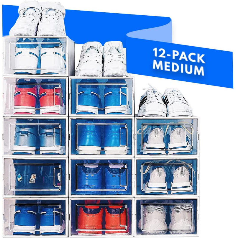 Shoe Boxes Clear Plastic Stackable, Clear Shoe Organizer for Closet, Shoe Storage Organizer, Clear Shoe Boxes Stackable, Shoe Storage Boxes, Plastic Shoe Boxes with Lids, Drop Front Shoe Box by NEATLY Furniture > Cabinets & Storage > Armoires & Wardrobes GDTIMES Medium  