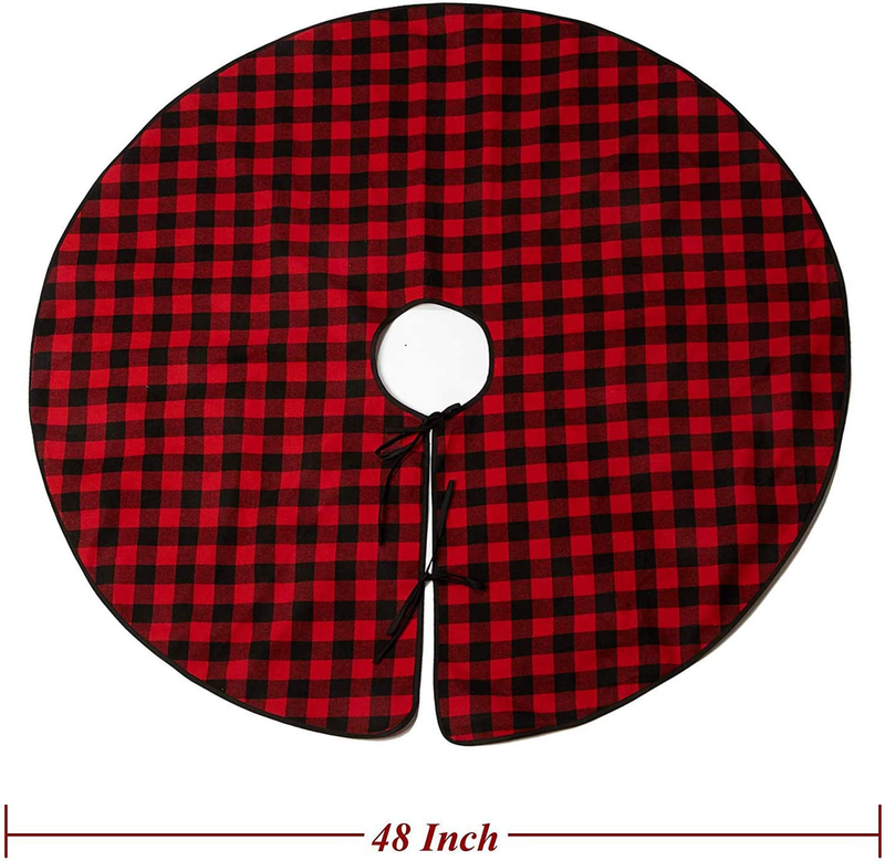 CXDY Plaid Christmas Tree Skirt Ornament 48inch Diameter Christmas Decoration New Year Party Supply Home & Garden > Decor > Seasonal & Holiday Decorations > Christmas Tree Skirts CXDY   