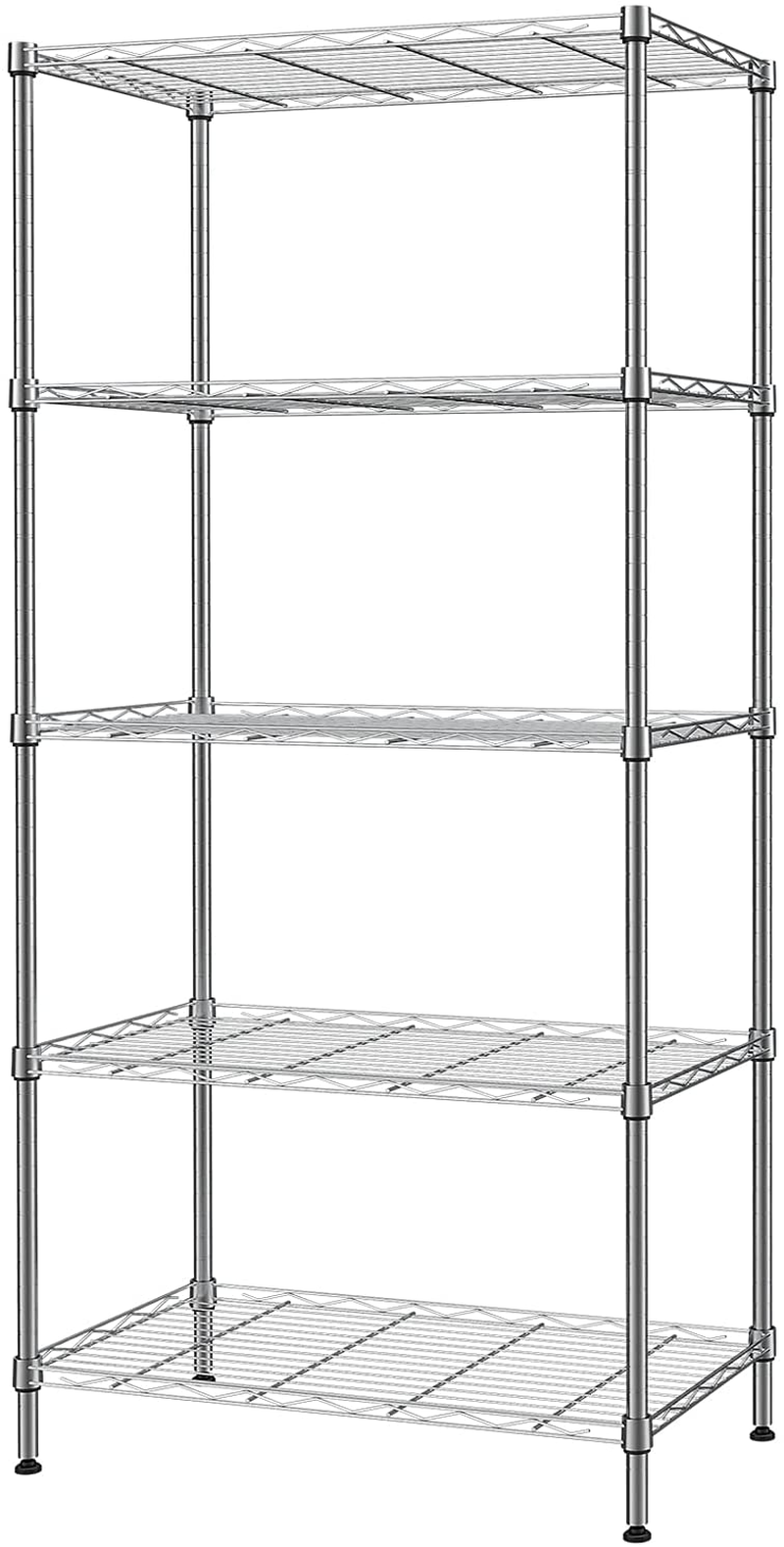 SINGAYE 5 Tier Storage Rack Wire Shelving Unit Storage Shelves Metal for Pantry Closet Kitchen Laundry 660Lbs Capacity 23.6" L x 14" W x 59.1" H Silver Home & Garden > Kitchen & Dining > Food Storage SINGAYE 5 tier  