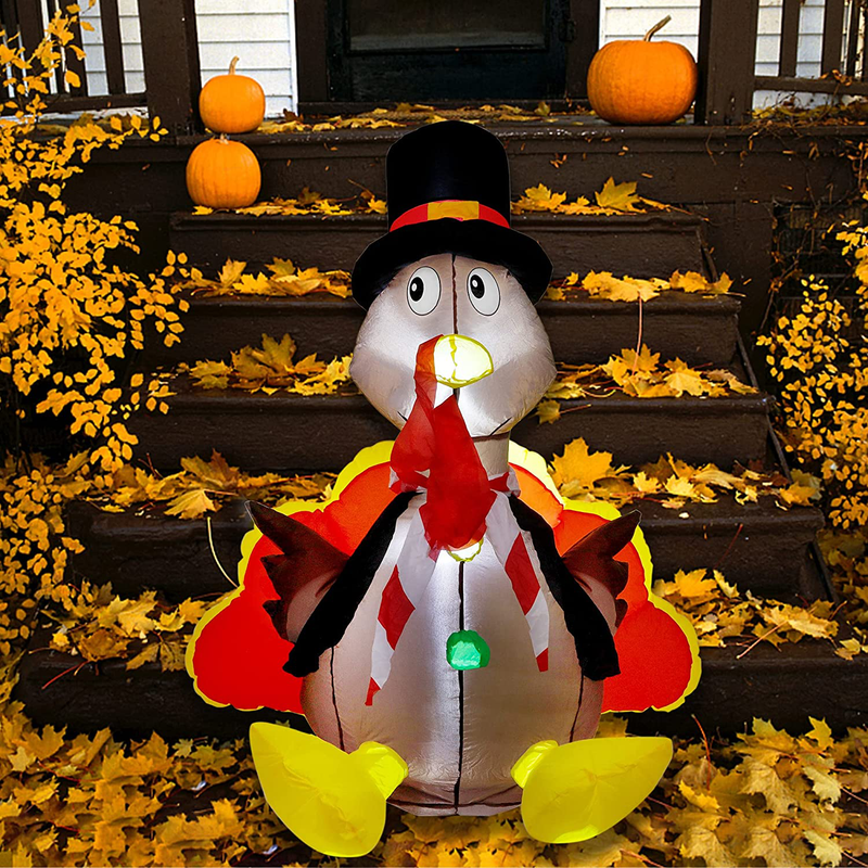 Cllayees Thanksgiving Inflatable 5 Ft Turkey LED Lights, Blow up Outdoor Decorations for Garden Yard Lawn Autumn Party Home & Garden > Decor > Seasonal & Holiday Decorations& Garden > Decor > Seasonal & Holiday Decorations Cllayees   