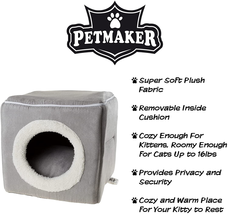 PETMAKER Cave Pet Bed Collection - Soft Indoor Enclosed Covered Cavern/House for Cats, Kittens, and Small Pets with Removable Cushion Pad Animals & Pet Supplies > Pet Supplies > Cat Supplies > Cat Beds PETMAKER   