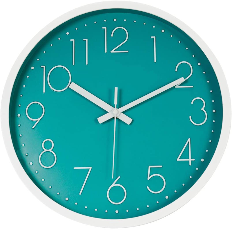 Topkey Wall Clock 12" Silent Non Ticking Modern Clock Round Decorative Wall Clock for Living Room, Bedroom, Kitchen (Battery Not Included) Grey Home & Garden > Decor > Clocks > Wall Clocks Topkey Mint Green  