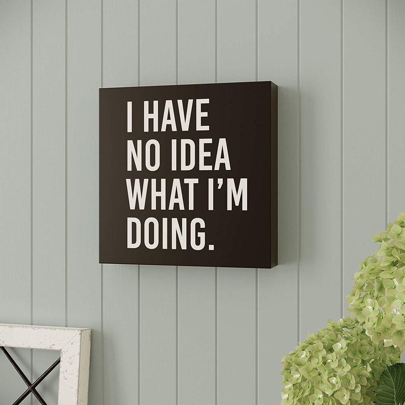 Modern Market I Have No Idea What I’m Doing Box Sign Modern Funny Quote Home Decor Wooden Sign with Sayings 8” x 8”