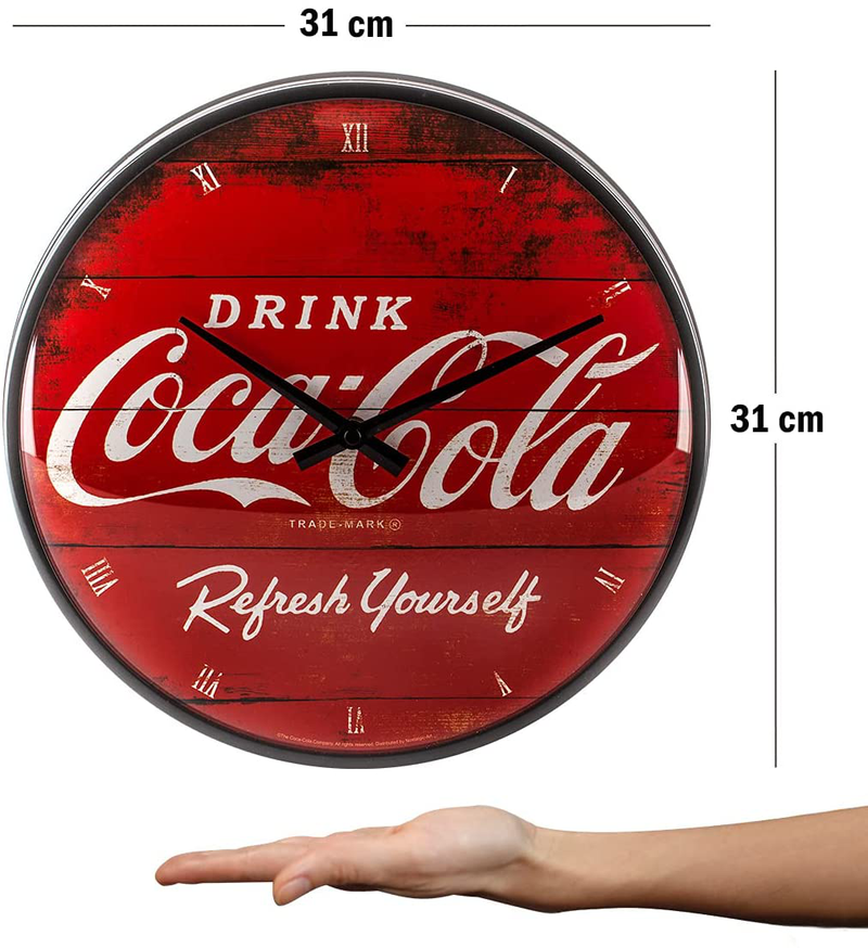 Nostalgic-Art 51074 Coca-Cola - Logo Red Refresh Yourself, Wall Clock 31cm