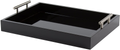 Kate and Laurel Lipton Decorative Tray with Polished Metal Handles, Black and Silver